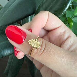 Daisy London Estee Lalonde Mini Sunburst Shield 18ct gold plated ring